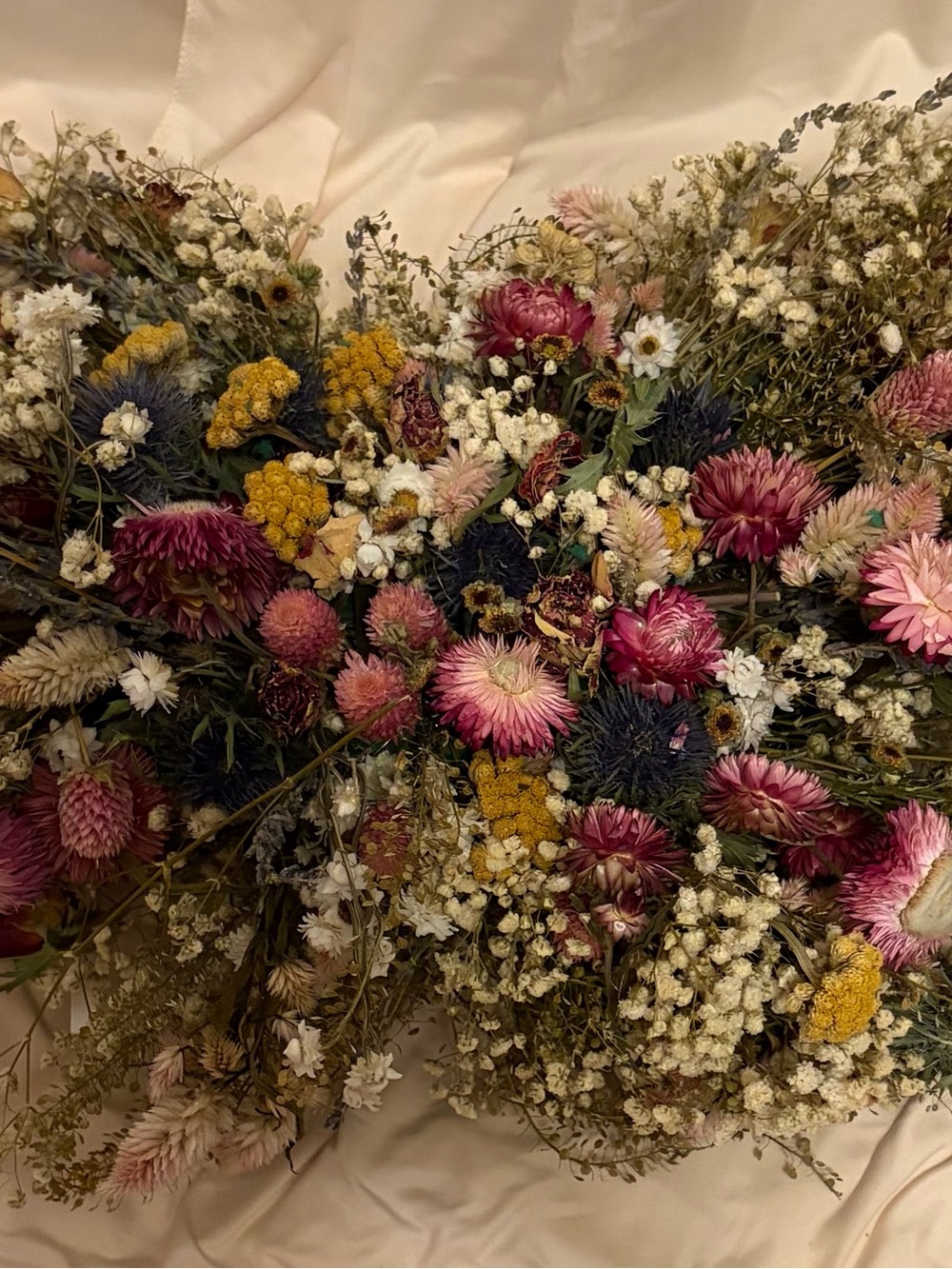 Dried Wildflower Bouquet - Pink, Yellow & White Home Accent